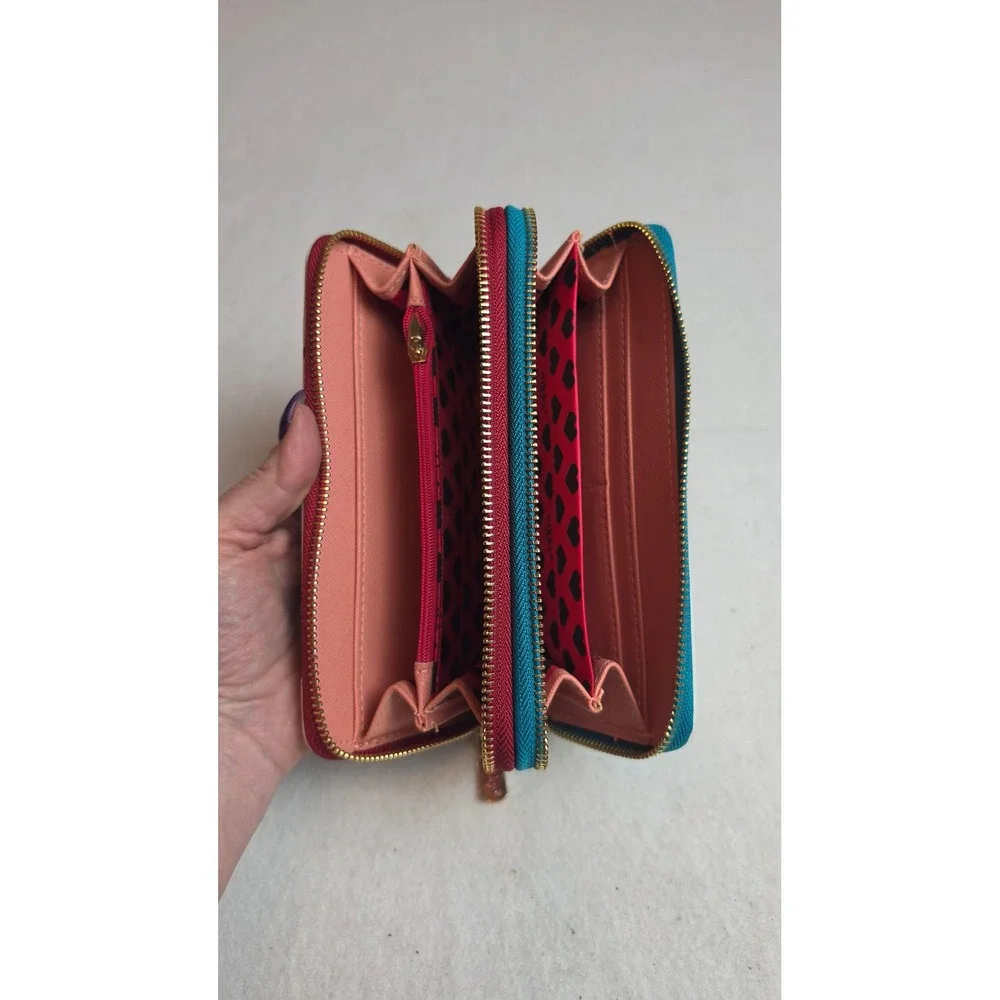 Nikky by Nicole Lee Paris Girl Scooter Double Zip Wallet Retired Art NIB
